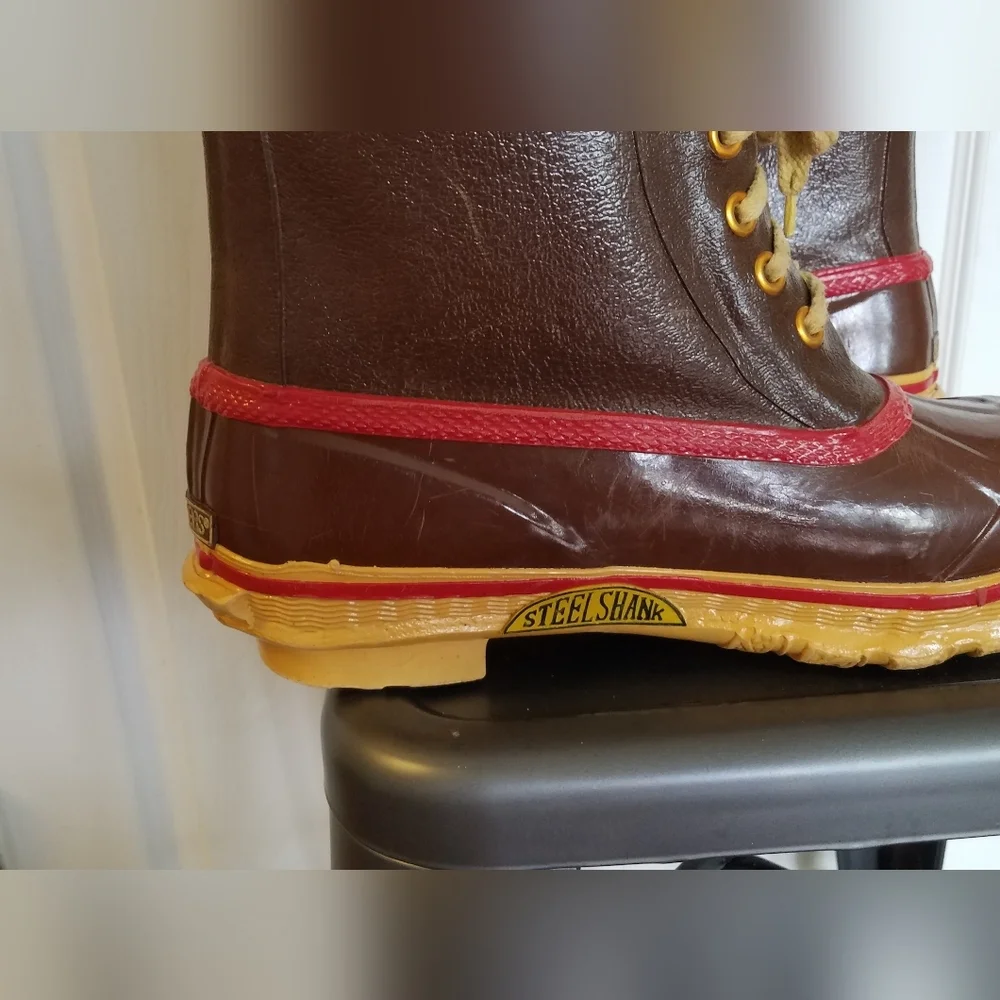 Stormers Steel Shank Men's Boots Weatherproof Felt Liner Size 8 Brown Red Trim